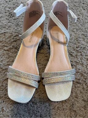 Sonoma Iridescent Silver Rhinestone Block Heel Sandals